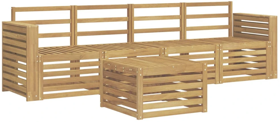 Lauko sofos komplektas 5 vnt. Balta Kietos akacijos mediena