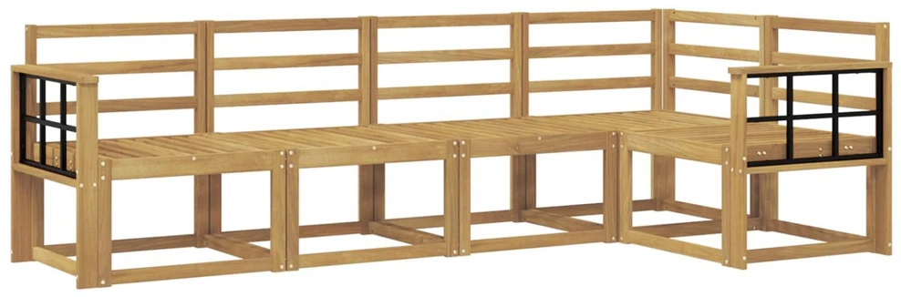 Lauko sofos komplektas 5 vnt. Balta Kietos akacijos mediena