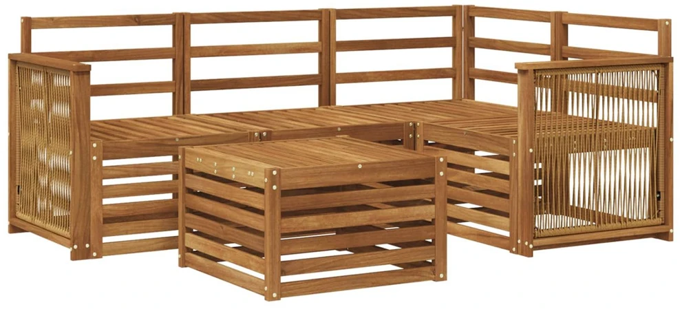 Lauko sofos komplektas 5 vnt. Natūrali Poliesteris
