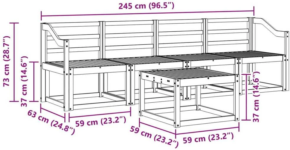 Lauko sofos komplektas 5 vnt. Natūrali