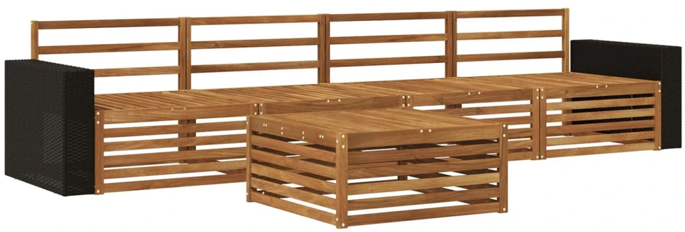 Lauko sofos komplektas 5 vnt. Natūrali Kietos akacijos mediena