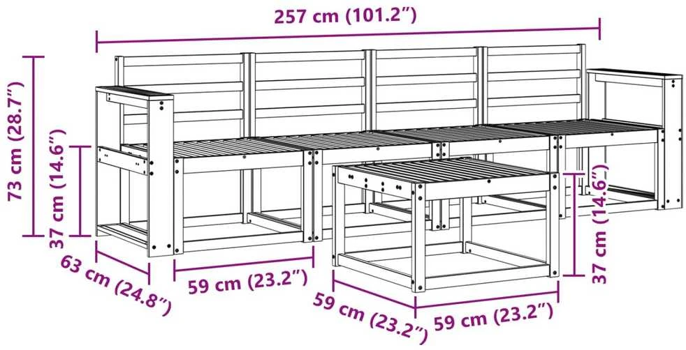 Lauko sofos komplektas 5 vnt. Natūrali