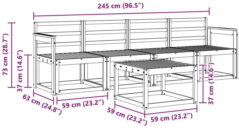 Lauko sofos komplektas 5 vnt. Natūrali