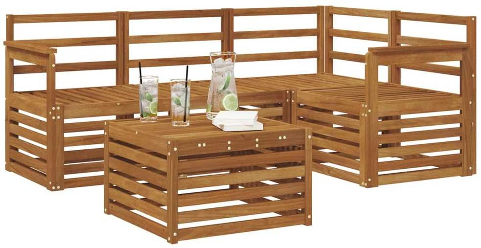 Lauko sofos komplektas 5 vnt. Natūrali Poliesteris