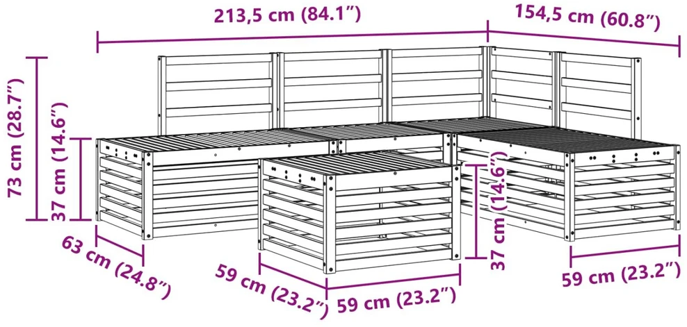 Lauko sofos komplektas 5 Vienetas Balta