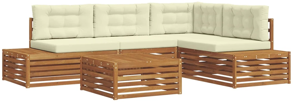 Lauko sofos komplektas 5 Vienetas Natūralus ir grietinėlė