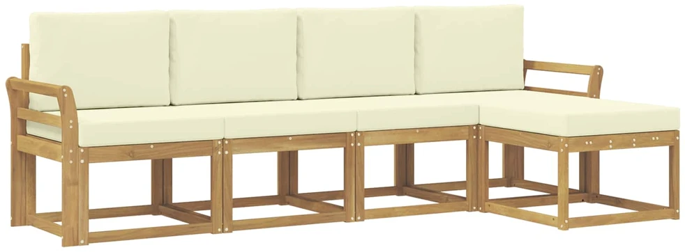 Lauko sofos komplektas 5 vnt. 5 vietos Baltas and Kreminis