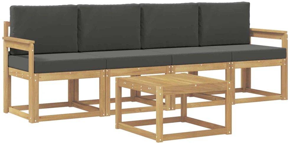 Lauko sofos komplektas 5 vnt. 4 vietos Balta ir antracito