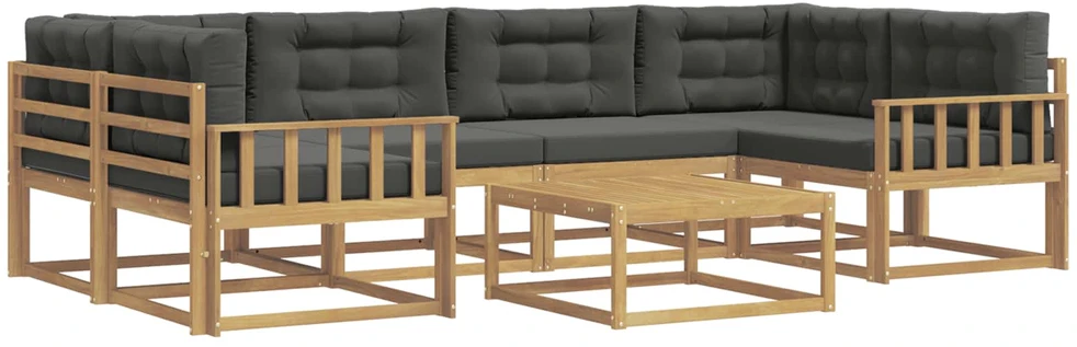 Lauko sofos komplektas 5 vnt. 6 vietos Balta ir antracito