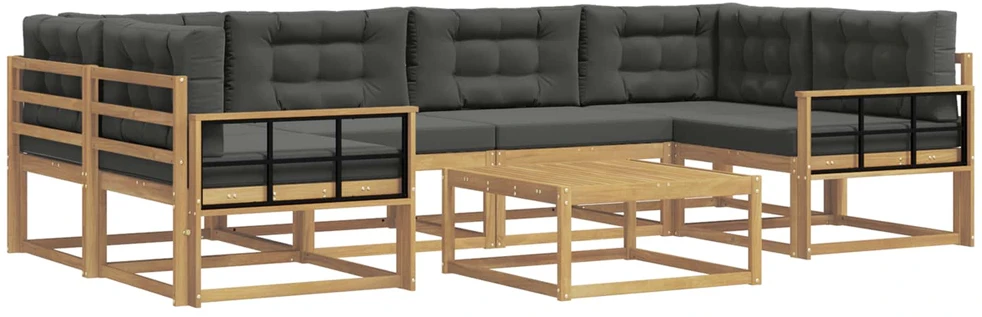 Lauko sofos komplektas 5 vnt. 6 vietos Balta ir antracito