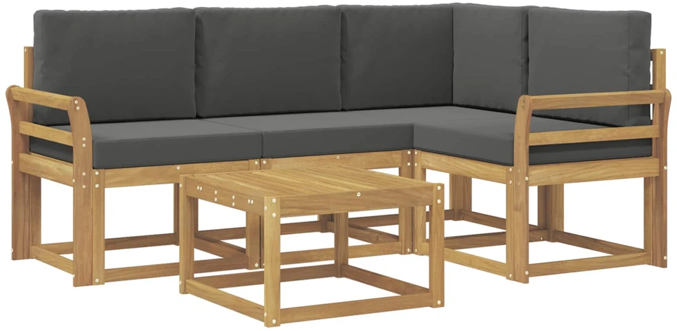 Lauko sofos komplektas 5 vnt. 4 vietos Balta ir antracito