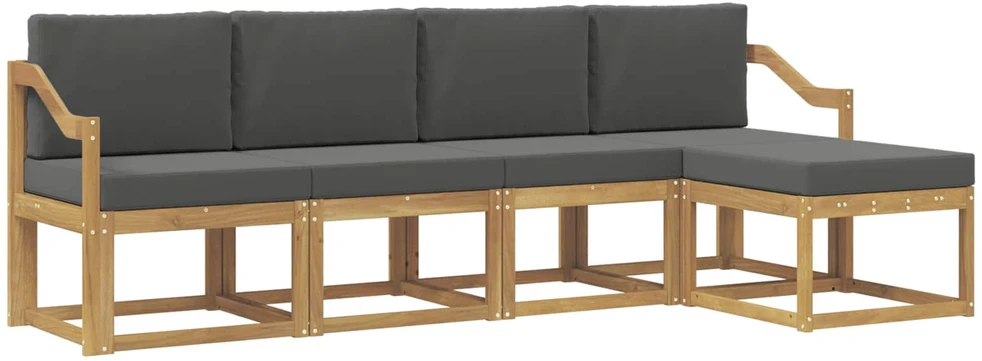 Lauko sofos komplektas 5 vnt. Balta ir antracito