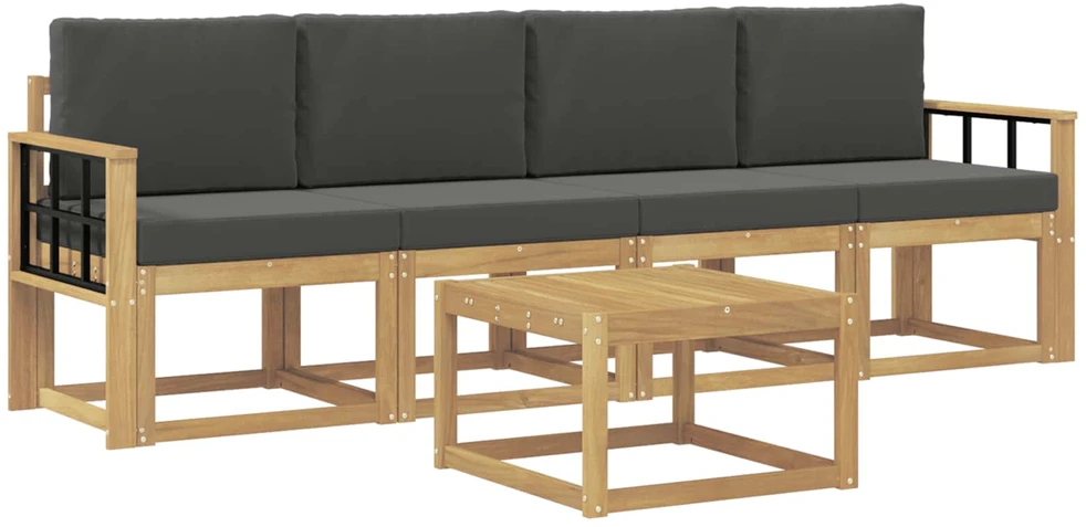 Lauko sofos komplektas 5 vnt. 4 vietos Balta ir antracito