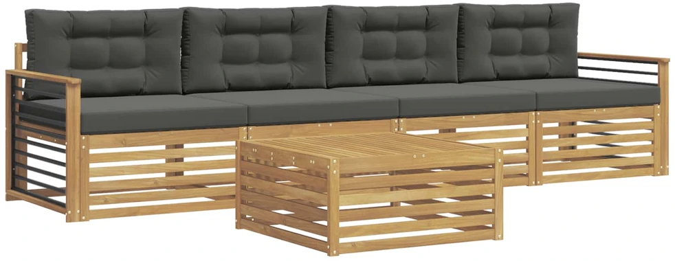 Lauko sofos komplektas 5 vnt. Balta ir antracito