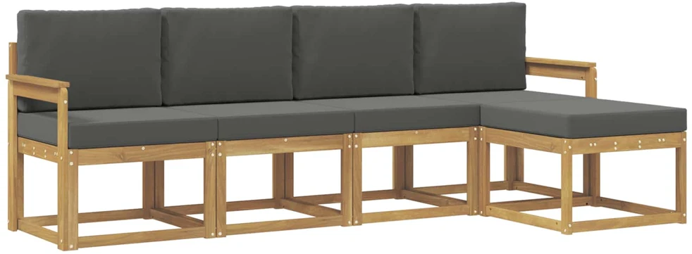 Lauko sofos komplektas 5 vnt. 5 vietos Balta ir antracito