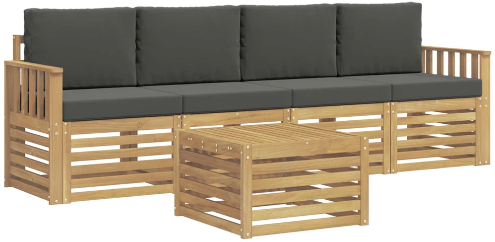 Lauko sofos komplektas 5 vnt. 4 vietos Balta ir antracito
