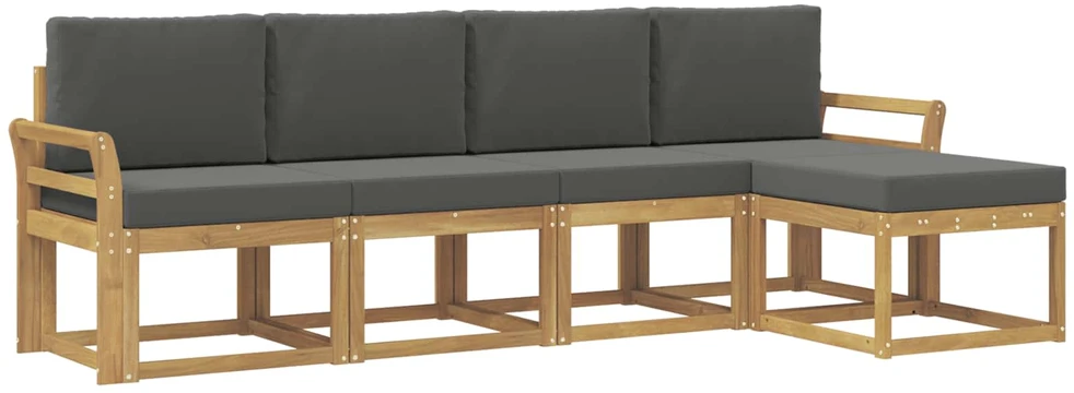 Lauko sofos komplektas 5 vnt. 5 vietos Balta ir antracito