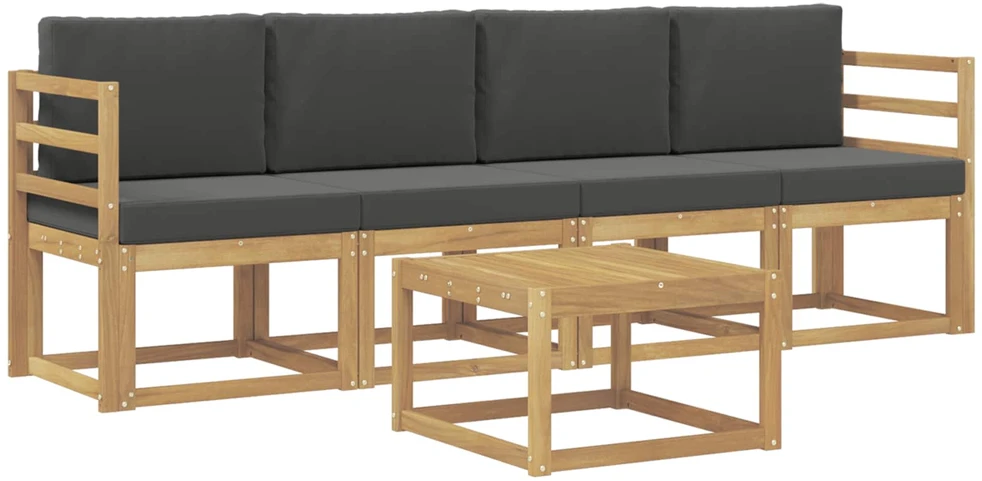 Lauko sofos komplektas 5 vnt. 4 vietos Balta ir antracito