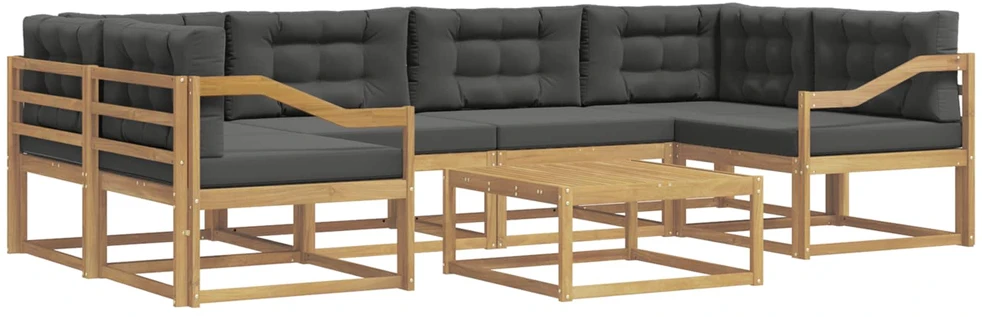 Lauko sofos komplektas 5 vnt. 6 vietos Balta ir antracito