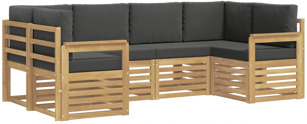 Lauko sofos komplektas 6 vnt. 6 vietos Balta ir antracito