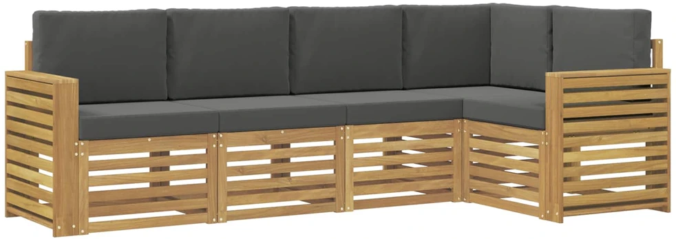 Lauko sofos komplektas 5 vnt. 5 vietos Balta ir antracito