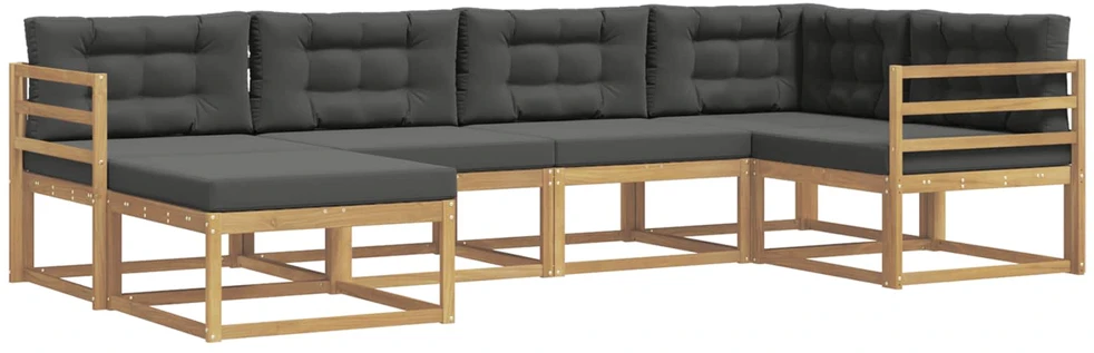 Lauko sofos komplektas 5 vnt. 6 vietos Balta ir antracito