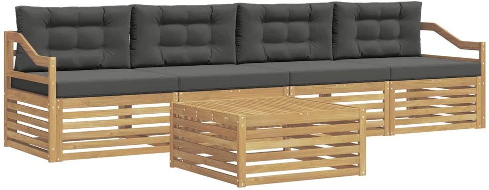 Lauko sofos komplektas 5 vnt. 4 vietos Balta ir antracito