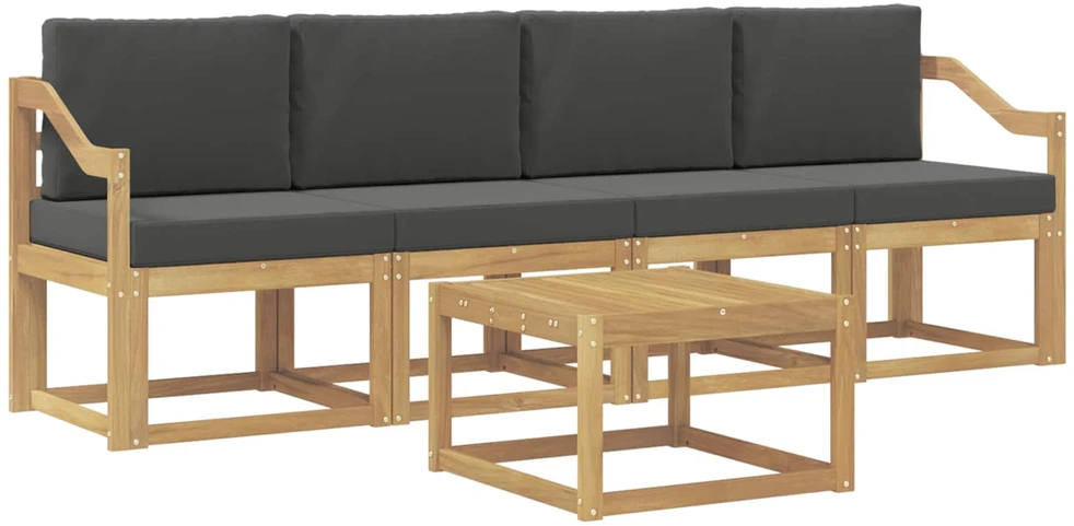Lauko sofos komplektas 5 vnt. 4 vietos Balta ir antracito
