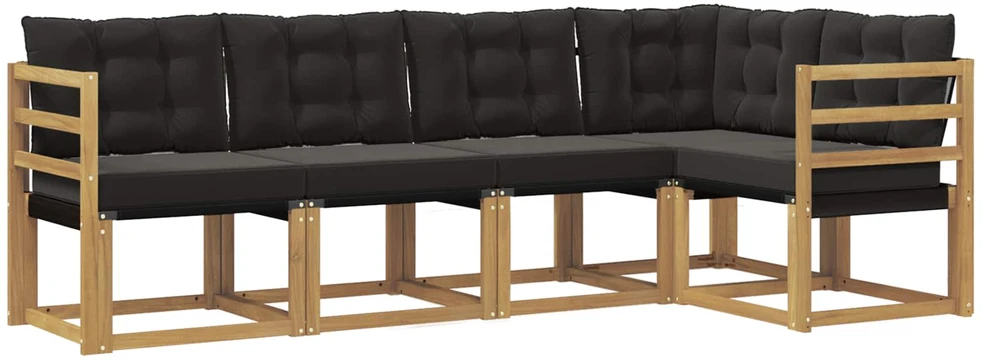 Lauko sofos komplektas 5 vnt. Balta ir juoda