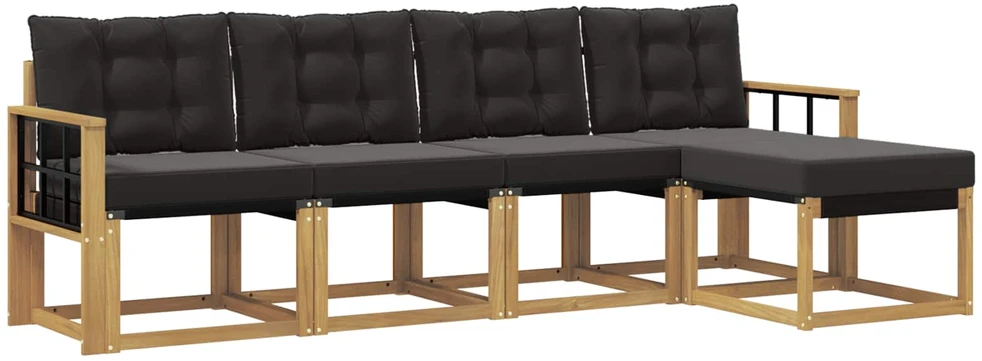 Lauko sofos komplektas 5 vnt. Balta ir juoda