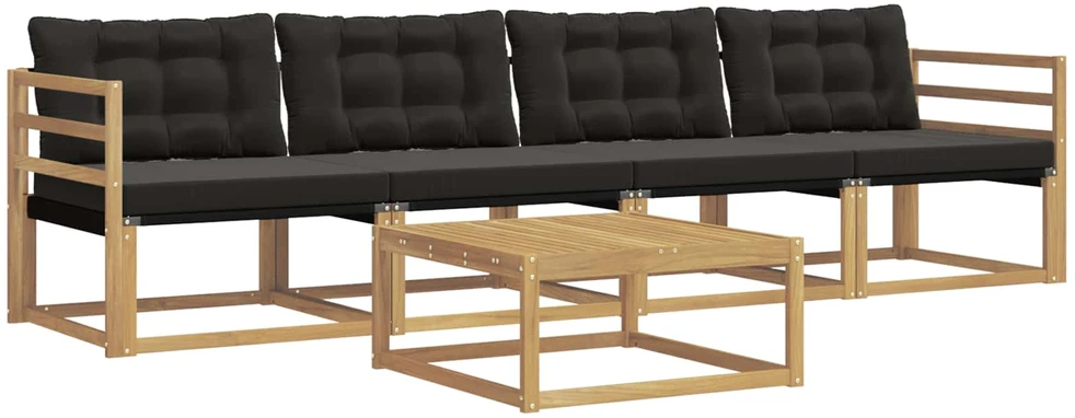 Lauko sofos komplektas 5 vnt. 4 vietos Balta ir juoda