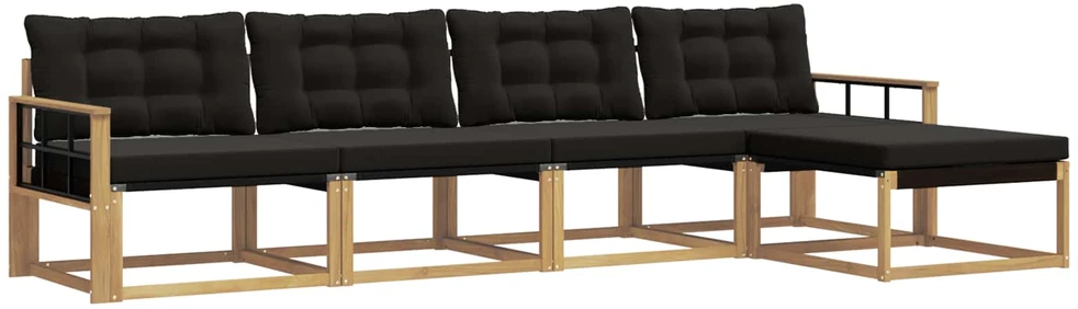 Lauko sofos komplektas 5 vnt. Balta ir juoda
