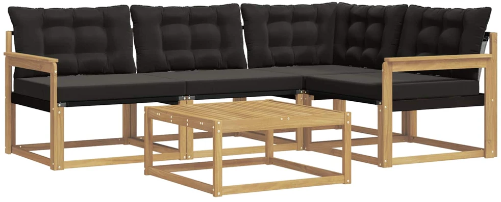 Lauko sofos komplektas 5 vnt. Balta ir juoda