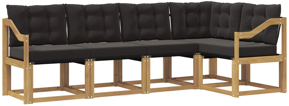 Lauko sofos komplektas 5 vnt. Balta ir juoda