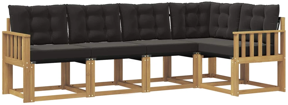 Lauko sofos komplektas 5 vnt. Balta ir juoda