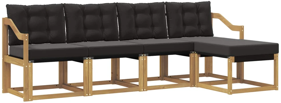 Lauko sofos komplektas 5 vnt. Balta ir juoda