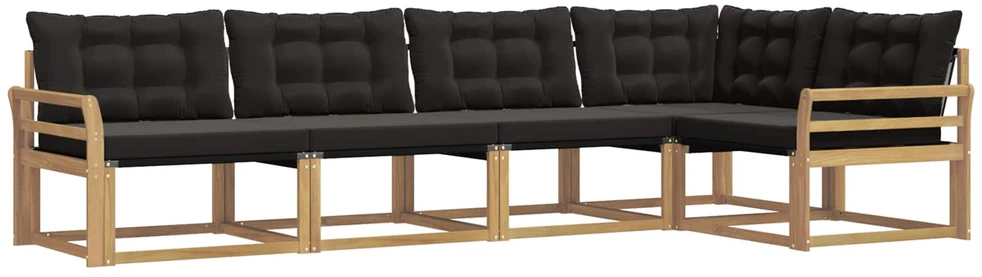 Lauko sofos komplektas 5 vnt. Balta ir juoda