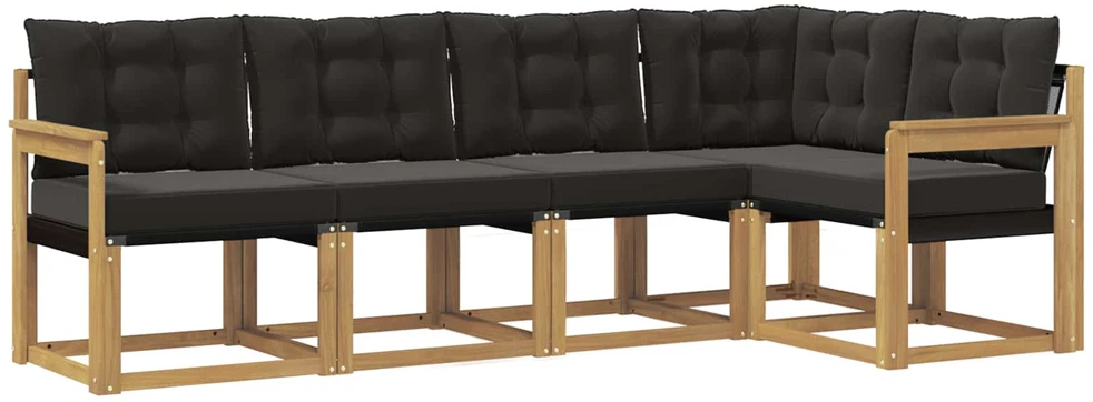 Lauko sofos komplektas 5 vnt. 5 vietos Balta ir juoda