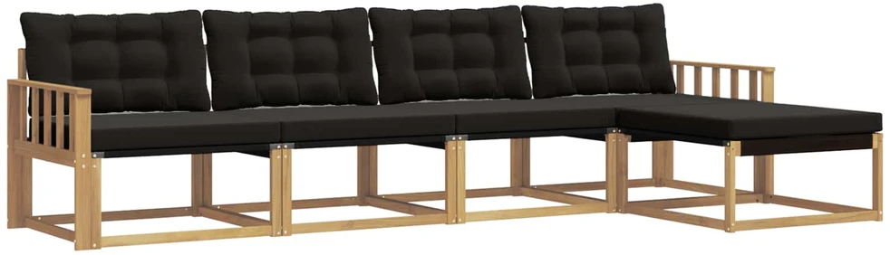Lauko sofos komplektas 5 vnt. Balta ir juoda