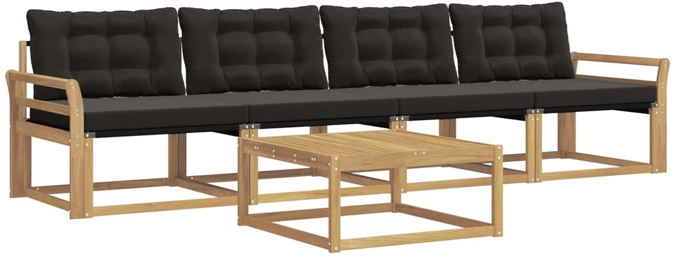 Lauko sofos komplektas 5 vnt. Balta ir juoda