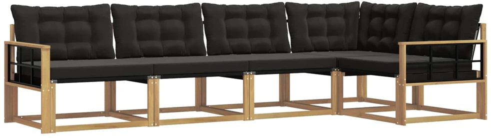 Lauko sofos komplektas 5 vnt. Balta ir juoda