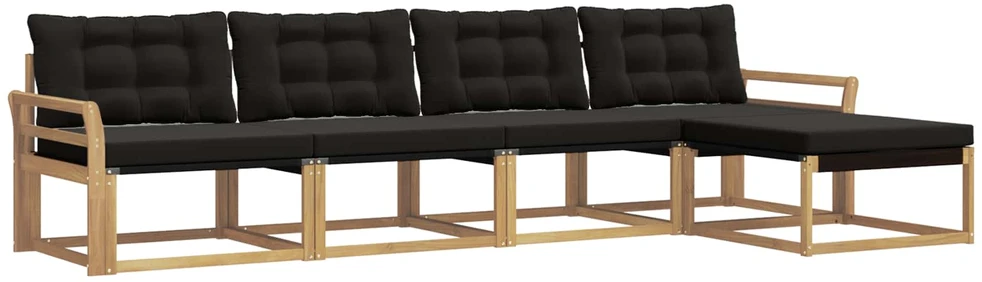 Lauko sofos komplektas 5 vnt. Balta ir juoda