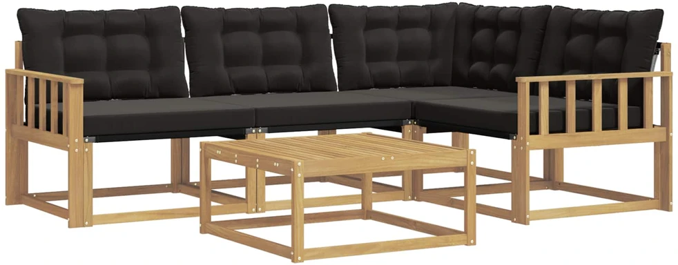 Lauko sofos komplektas 5 vnt. Balta ir juoda