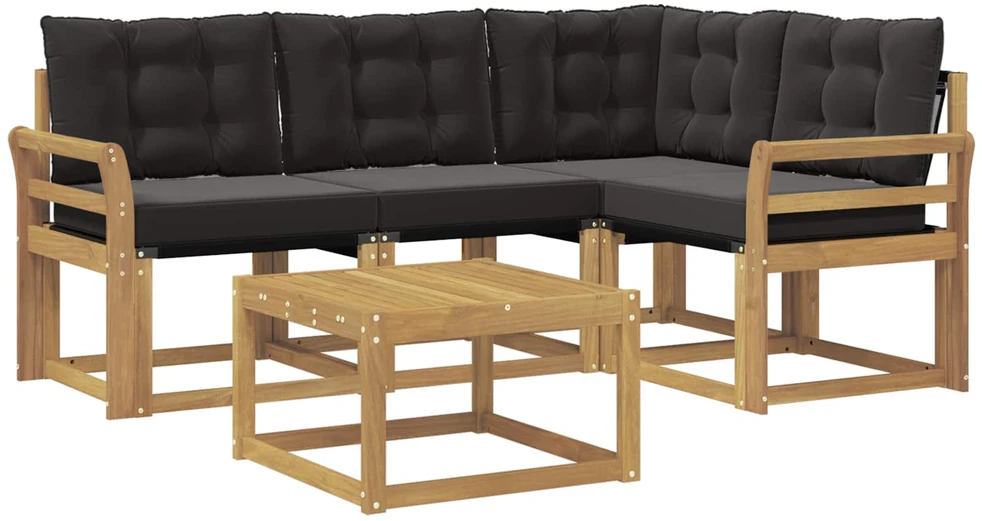 Lauko sofos komplektas 5 vnt. 4 vietos Balta ir juoda