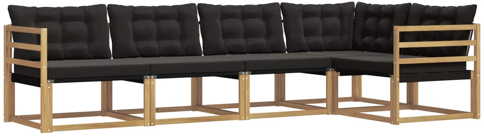 Lauko sofos komplektas 5 vnt. Balta ir juoda