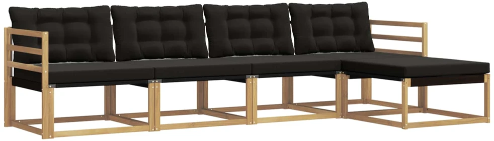 Lauko sofos komplektas 5 vnt. Balta ir juoda