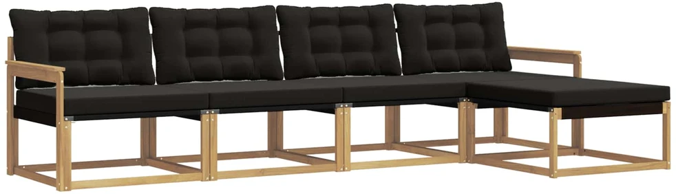 Lauko sofos komplektas 5 vnt. Balta ir juoda