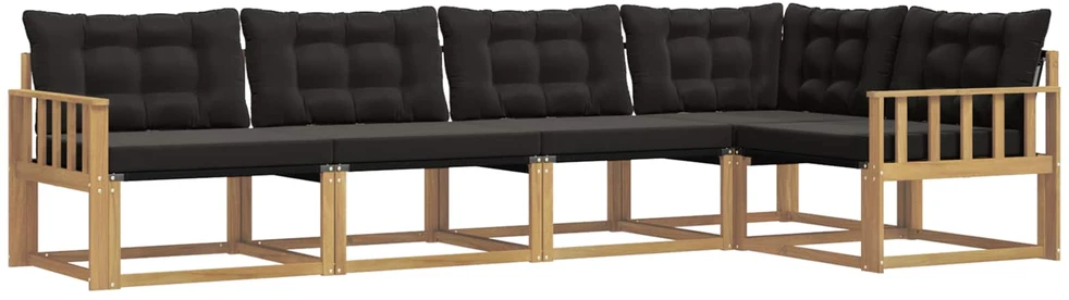 Lauko sofos komplektas 5 vnt. Balta ir juoda