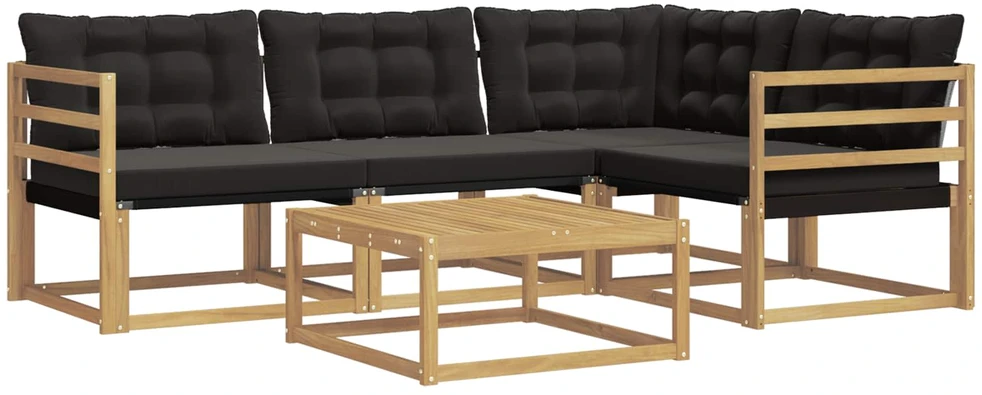 Lauko sofos komplektas 5 vnt. Balta ir juoda