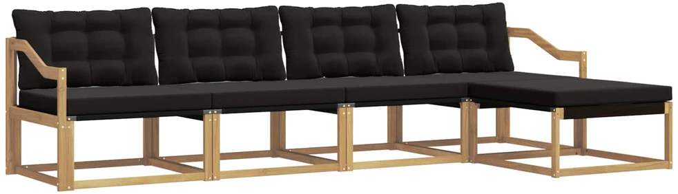 Lauko sofos komplektas 5 vnt. Balta ir juoda